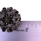 Vintage Unknown Womens Silver Tone Brooch Floral Design Gray & Clear Stones