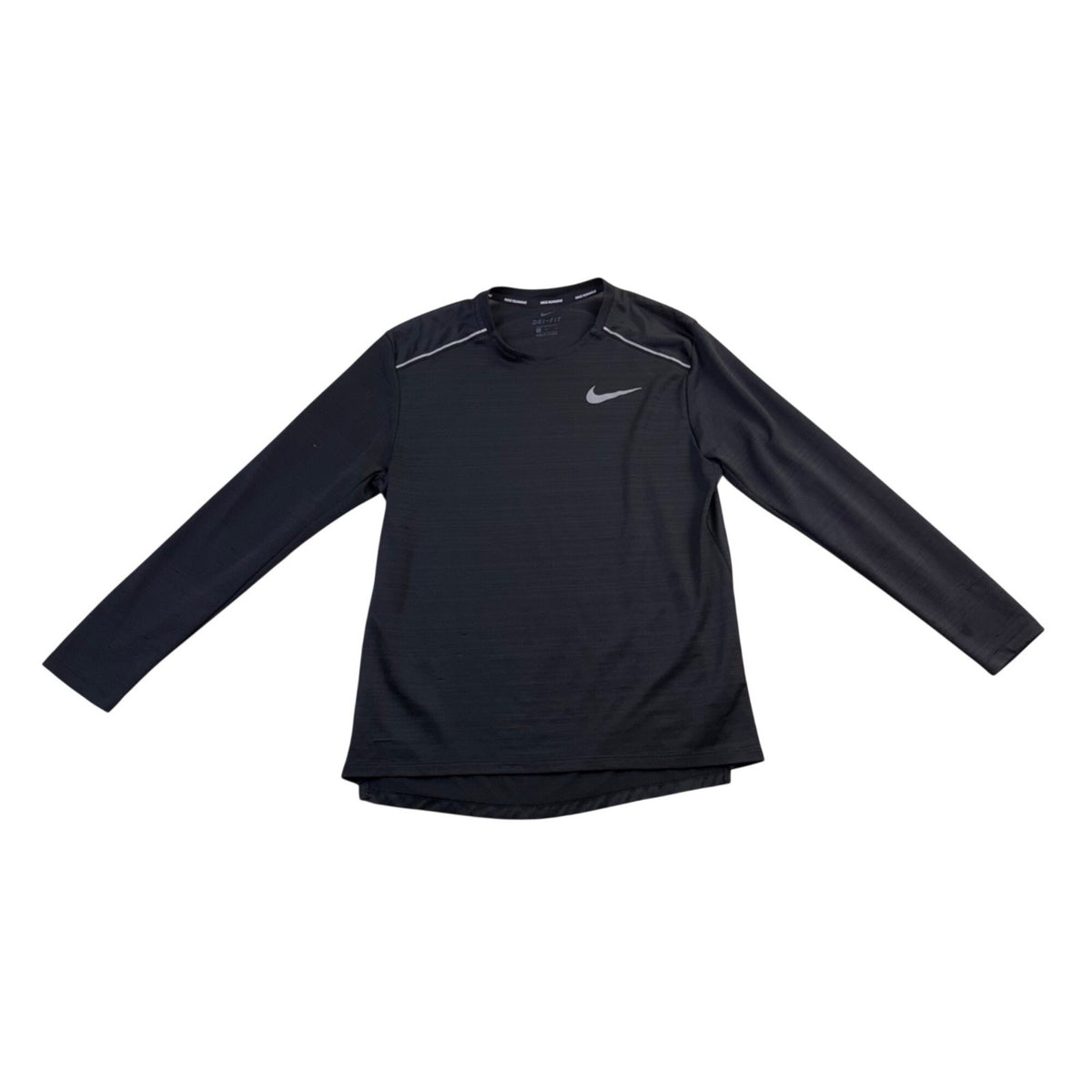 Nike Mens Black Dri-Fit Running Long Sleeve Shirt Lightweight Casual Sz M