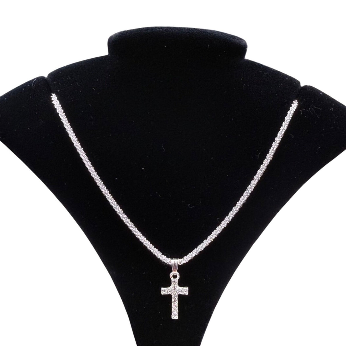 Sterling Silver Cross Pendant Necklace Adjustable Lobster Clasp Design