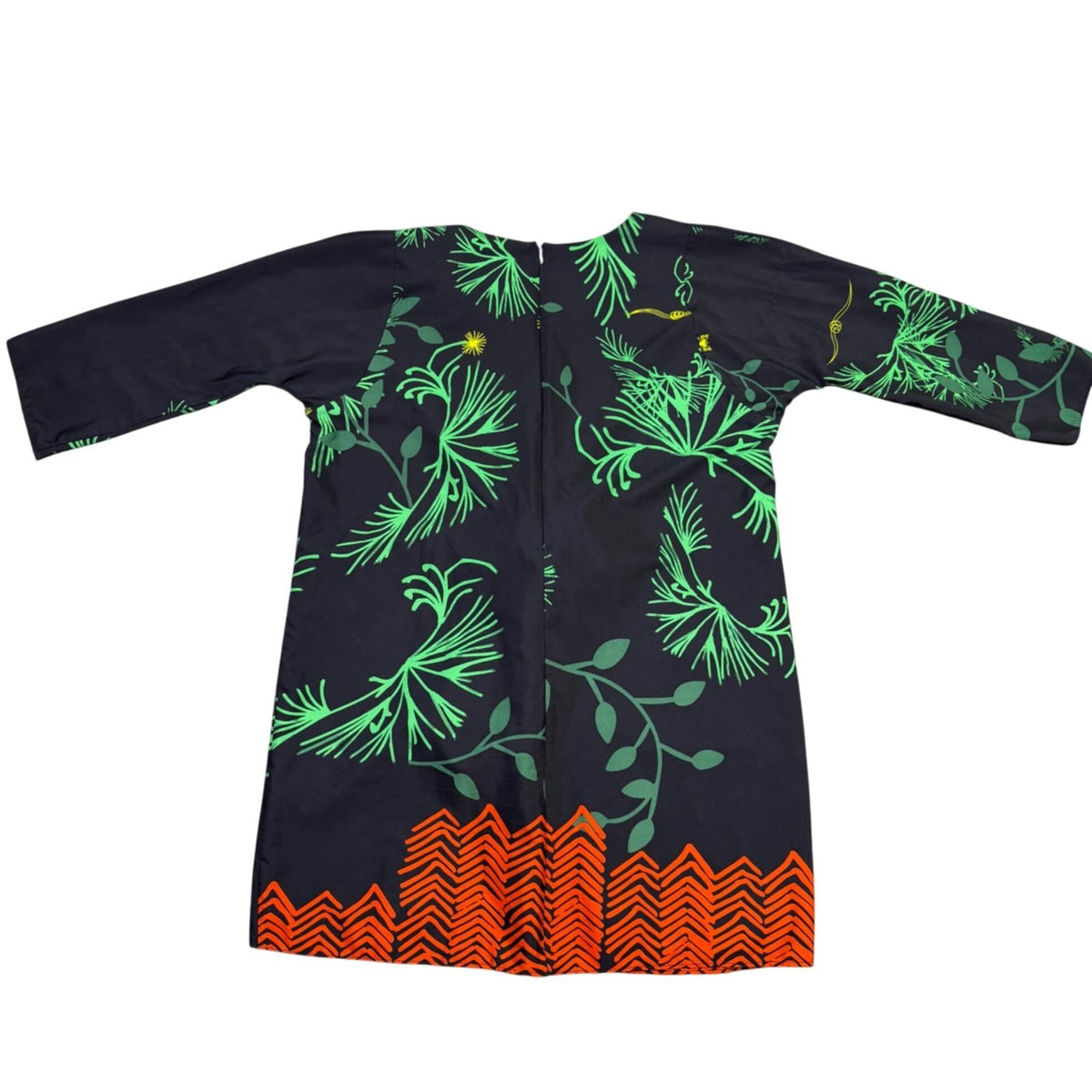 Nu New York Womens Black & Green Floral V-Neck Tie-Waist Dress Size S