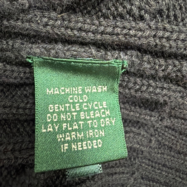 Lauren Ralph Lauren Womens Black Cotton Cable Knit V-Neck Sweater Sz XL