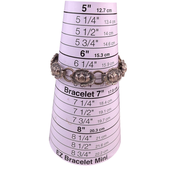 Danecraft Womens  Sterling Silver Flower Link Bracelet Vintage Jewelry