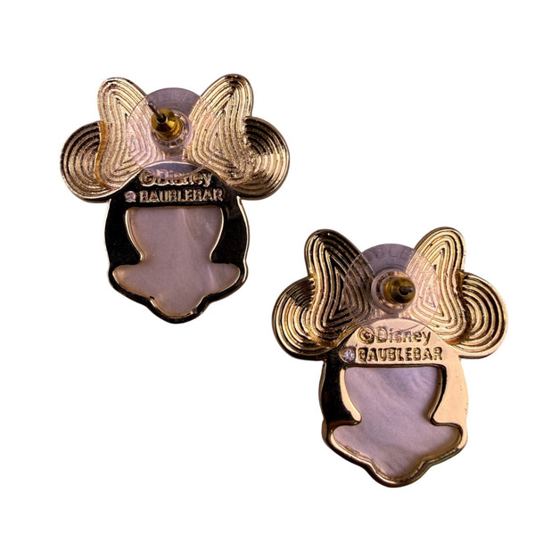 Disney X Baublebar Gold Tone Minnie Mouse Earrings 2021 Crystal Rhinestone Accen