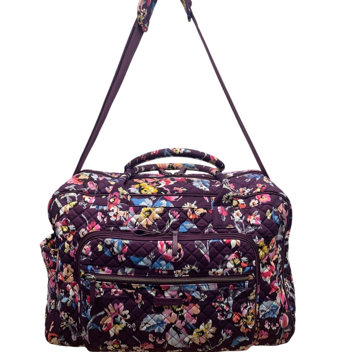 Vera Bradley Women’s Purple Floral Quilted Spacious Travel Carry-On Duffel Bag