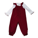 Goodlad Toddlers Burgundy & White Overalls & Polka Dot Shirt Set Sz 24mos - New