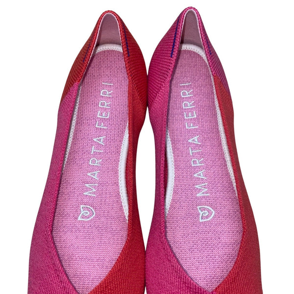Rothy's x Marta Ferri Flame Azalea Color Block Knitted Ballet Flats Size 7.5