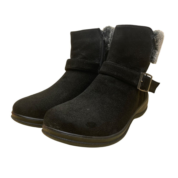Patrizia By Spring Step Women’s Black Faux Suede Fur-Lined Ankle Boots Size 8