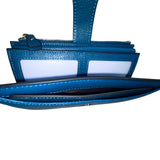 Travelambo Women’s Blue Faux Leather Wallet Clutch With Snap Button Closure