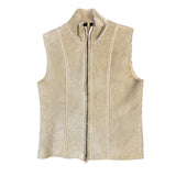 Express Womens Beige Faux Leather Sherpa Lined Zip-Up Vest Size XS