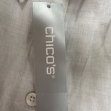 Chicos Womens Light Gray Linen-Blend Button-Down Long Shirt Dress Size 2P