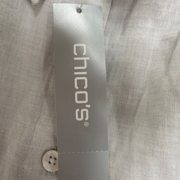 Chicos Womens Light Gray Linen-Blend Button-Down Long Shirt Dress Size 2P