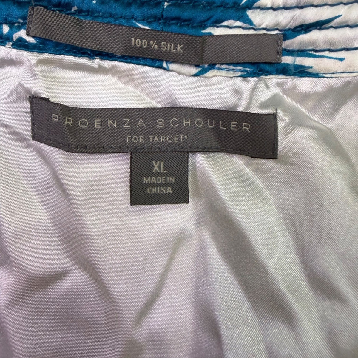 Proenza Schouler Womens Blue & White Silk Wrap Dress Tropical Print Size XL