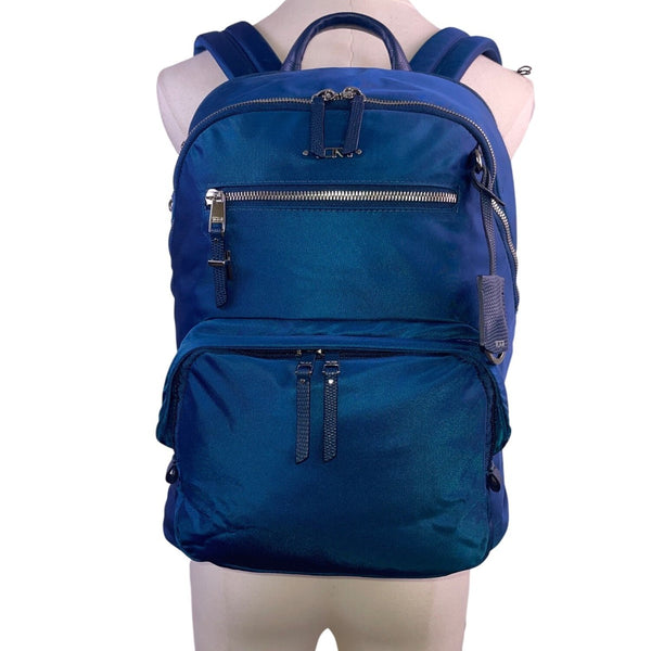 Tumi Women’s Blue Nylon With Multiple Zipper Pockets Adjustable Straps Backpack