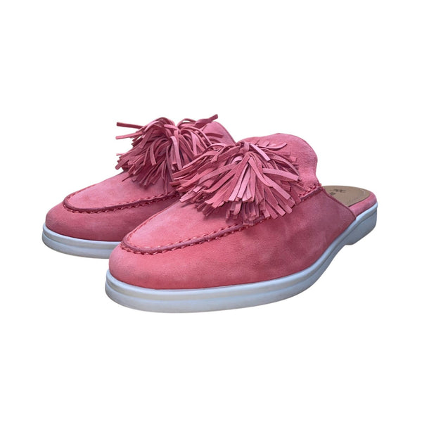 Johnston & Murphy Women’s Pink Suede With Fringe Accent Slip-On Mules Size 7M