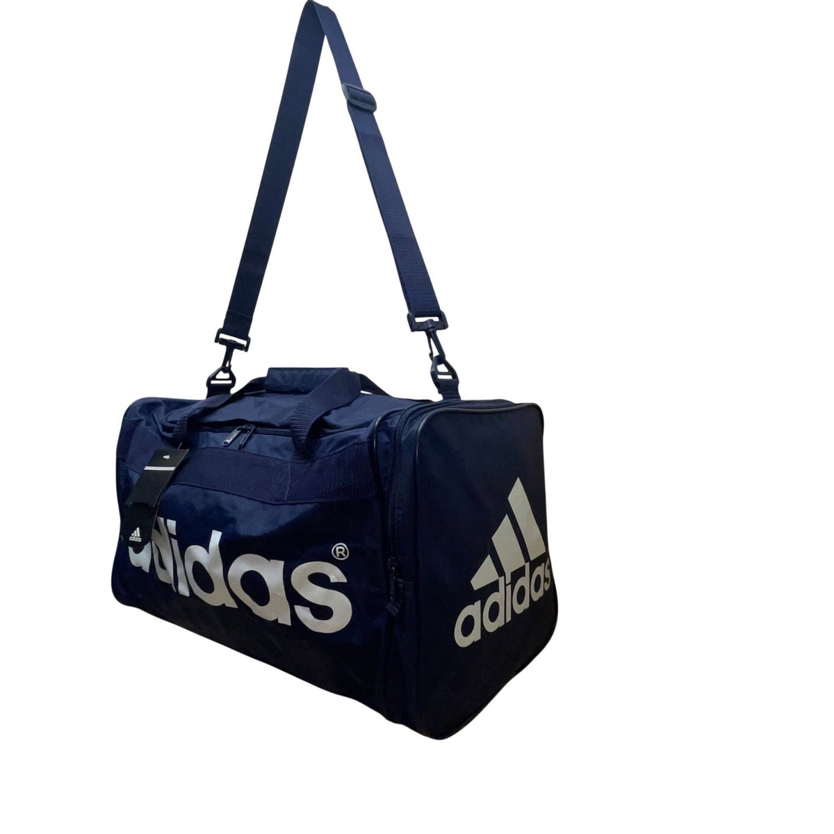 Adidas Unisex Blue Nylon Duffle Bag Logo Design Adjustable Strap One Size