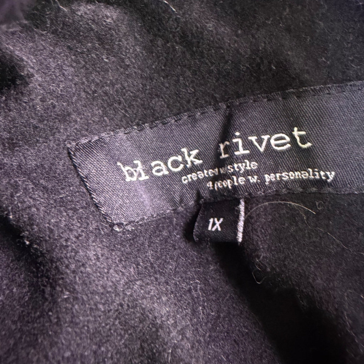 Black Rivet Womens Black Double Breasted Belted Peacoat Warm Stylish Size 1X