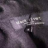 Black Rivet Womens Black Double Breasted Belted Peacoat Warm Stylish Size 1X