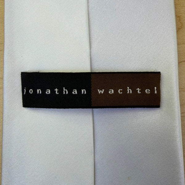 Jonathan Wachtel Mens White 100% Silk Necktie Elegant Formal Wear Accessory