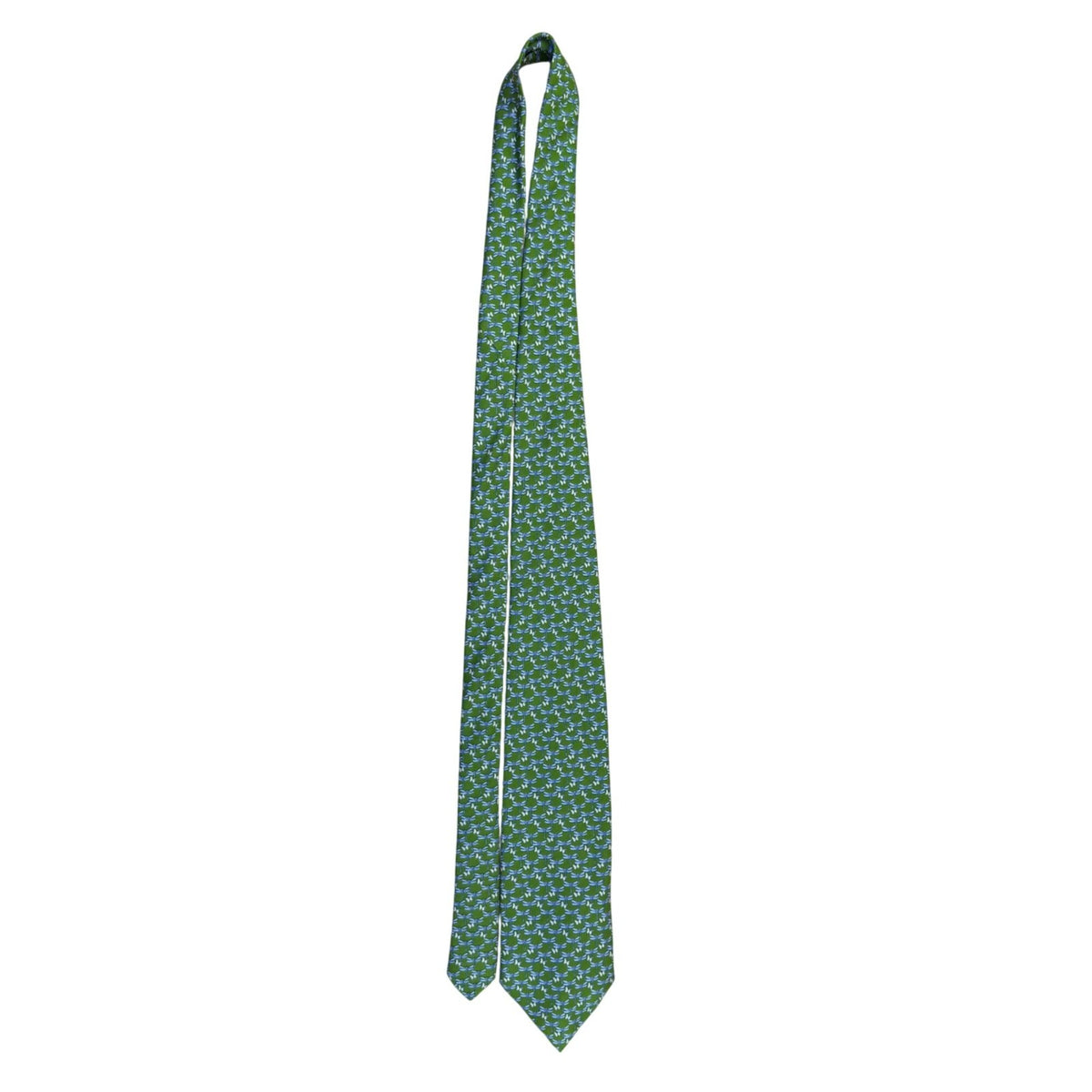 Brooks Basics Green & Blue Silk Dragonfly Pattern Tie Mens Neckwear Classic