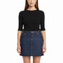 Fossil Womens Dark Wash Denim Striped Mini Skirt Fitted Casual Sz M - New
