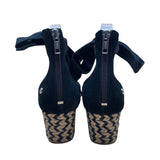 UGG Womens Black Fabric Wedge Sandals Bow Ankle Strap Espadrille Design Size 7