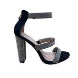 Windsor Women’s Black Suede Rhinestone Strappy High Heel Sugar Sandals Size 8