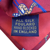 Bert Pulitzer Mens Red Silk Ski Sports Theme Neck Tie Hand Blocked England