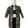 Floral Embroidered Open Jacket Womens Multicolor Brocade 3/4 Sleeve