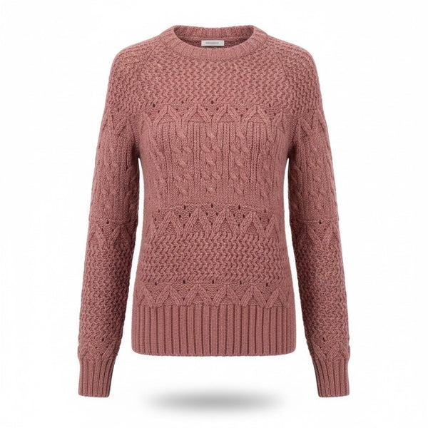 Evan Jrs. Womens Burgundy Cable Knit Sweater Cozy Pullover Winter Size M