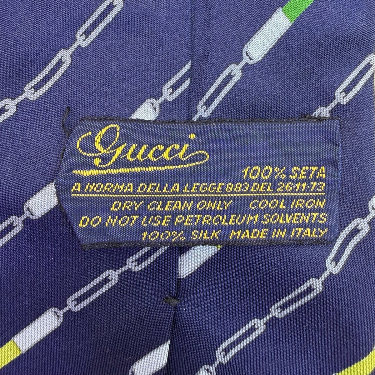 Mens Blue Silk Chain Print Tie 100% Silk Made In Italy Approx. 57"x3.3"