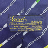 Mens Blue Silk Chain Print Tie 100% Silk Made In Italy Approx. 57