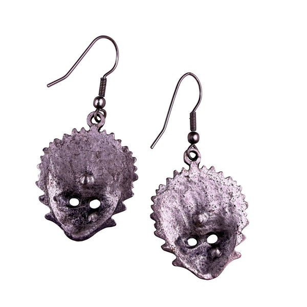 Handcrafted Womens Silver Tone Blue Green Crystal Mask Dangle Earrings