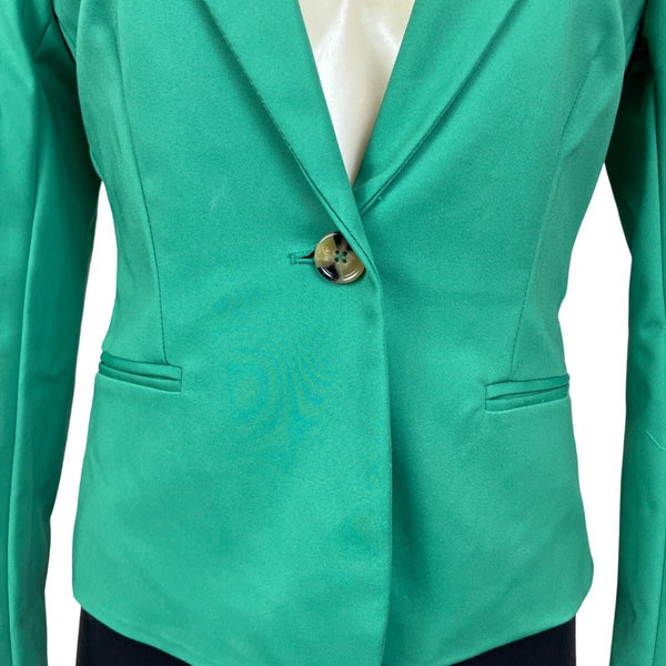 MNG Women’s Emerald Green Blazer With Single-Button Closure Sz 2 - New