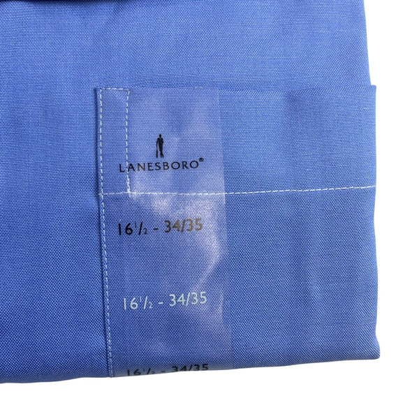 Lanesboro Mens Blue Cotton Non-Iron Long Sleeve Dress Shirt 16.5 34/35 - New