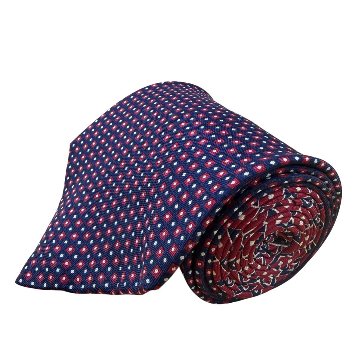 Tommy Hilfiger Mens Blue & Red Diamond Pattern Decorative Neck Tie