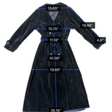 Womens Black Velvet Double-Breasted Belted Coat Warm Outerwear