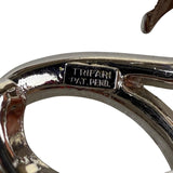 Trifari Vintage Silver Tone Rhinestone Sapphire Blue Crescent Brooch Pin Elegant