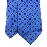 Royal Classic Mens Blue Silk Necktie Geometric Pattern Tailored For Tom James