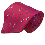 Alynn Mens Red Silk Necktie Nautical 