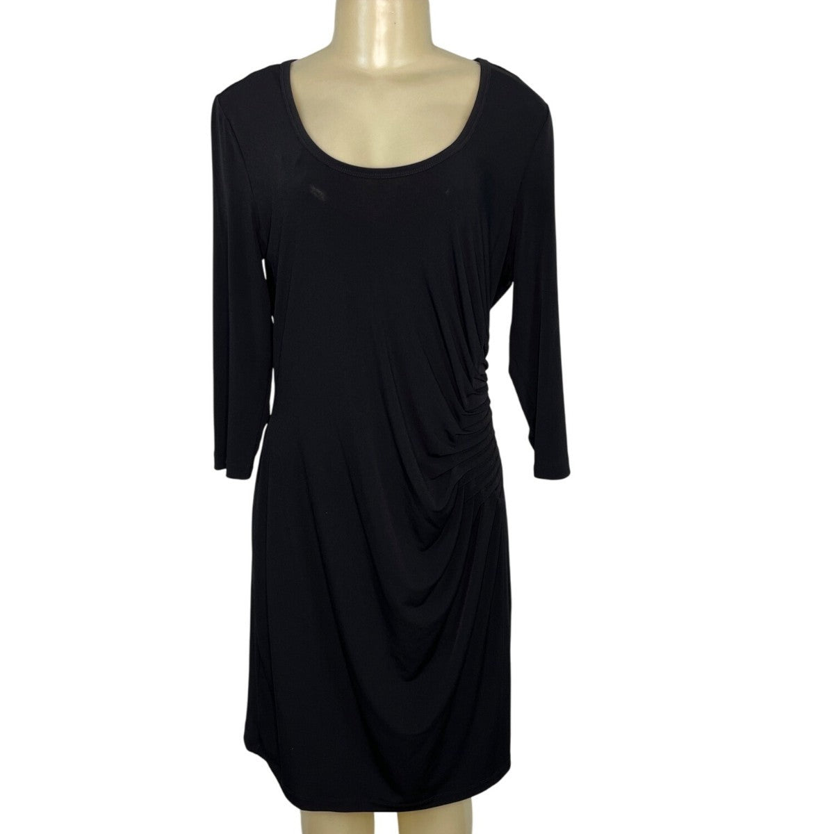 Calvin Klein Black Ruched Stretch Dress Womens