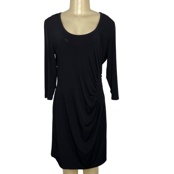 Calvin Klein Black Ruched Stretch Dress Womens