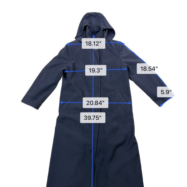 Portrait Womens Navy Hooded Long Coat Size 12P