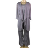 R&M Richards Womens Gray Polyester 3-Piece Jacket Top Pants Set Size 12 Formal W