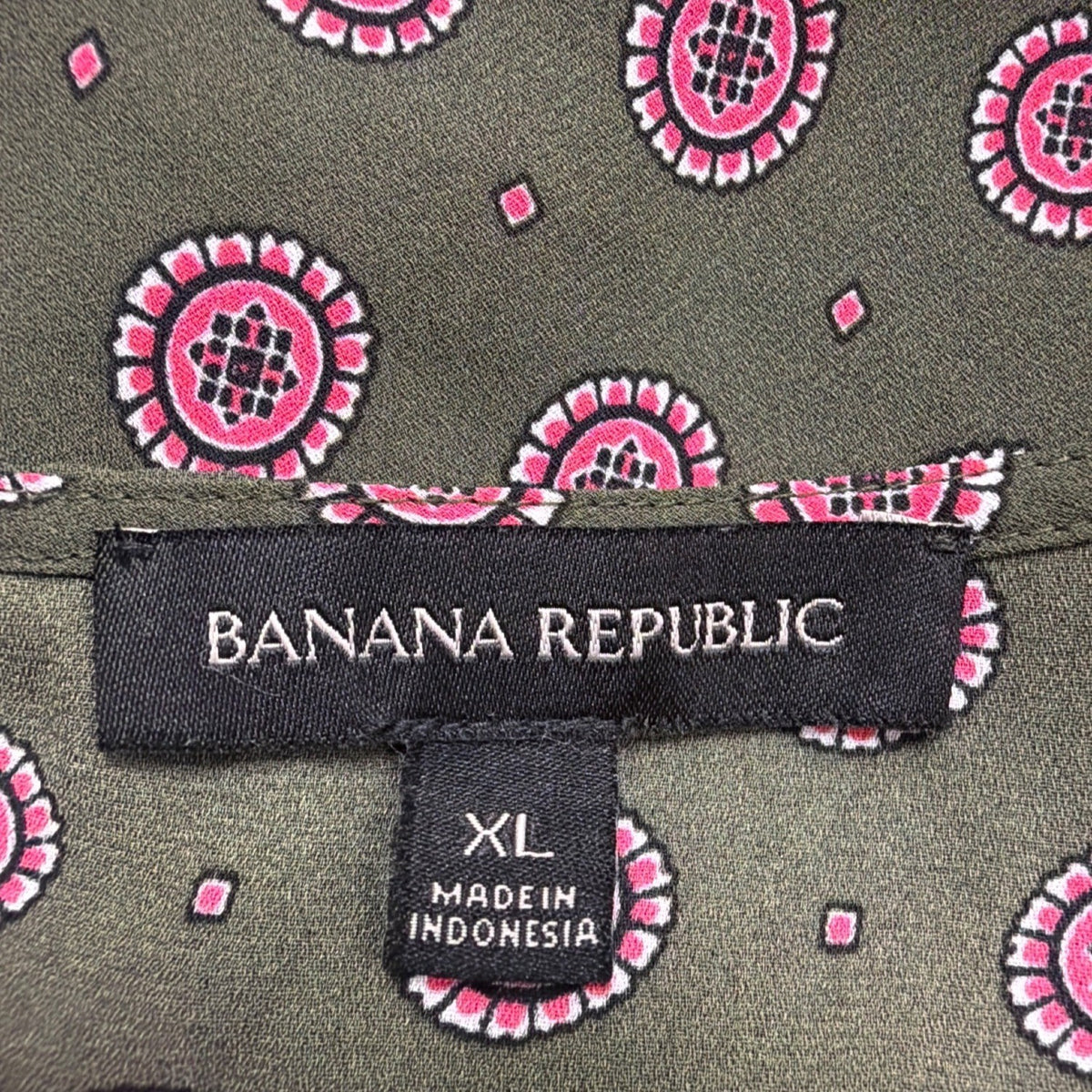 Banana Republic Womens Green & Pink Patterned Long Sleeve Blouse Size XL