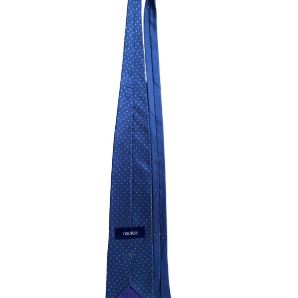 Nautica Mens Blue Silk Polka Dot Tie Made In Mexico Imported Necktie