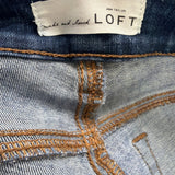 Ann Taylor Loft Womens Blue Denim Jeans Raw Hem Slim Straight Mid-Rise Size 30