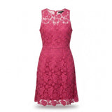 White House Black Market Womens Magenta Lace Sleeveless A-Line Floral Dress Size