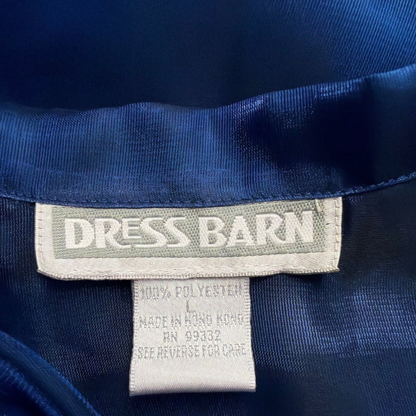 Dress Barn Womens Blue Sheer Embroidered Button-Front Long-Sleeve Blouse Size L