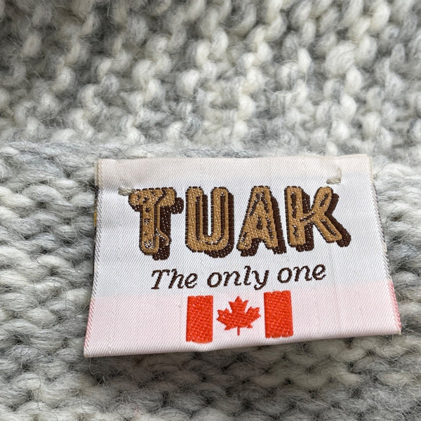 Tuak Unisex Grey & Black Wool Nordic Knit Cardigan Sweater Shawl Collar
