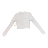BP. Womens Heather Gray Ribbed Long Sleeve Mock Neck Cropped Top Size S